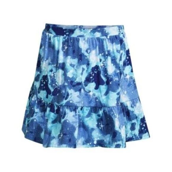 Lands End Girls XL Tiered Skort Moonstone Blue Galaxy Layered Stretch NWOT - Picture 1 of 11